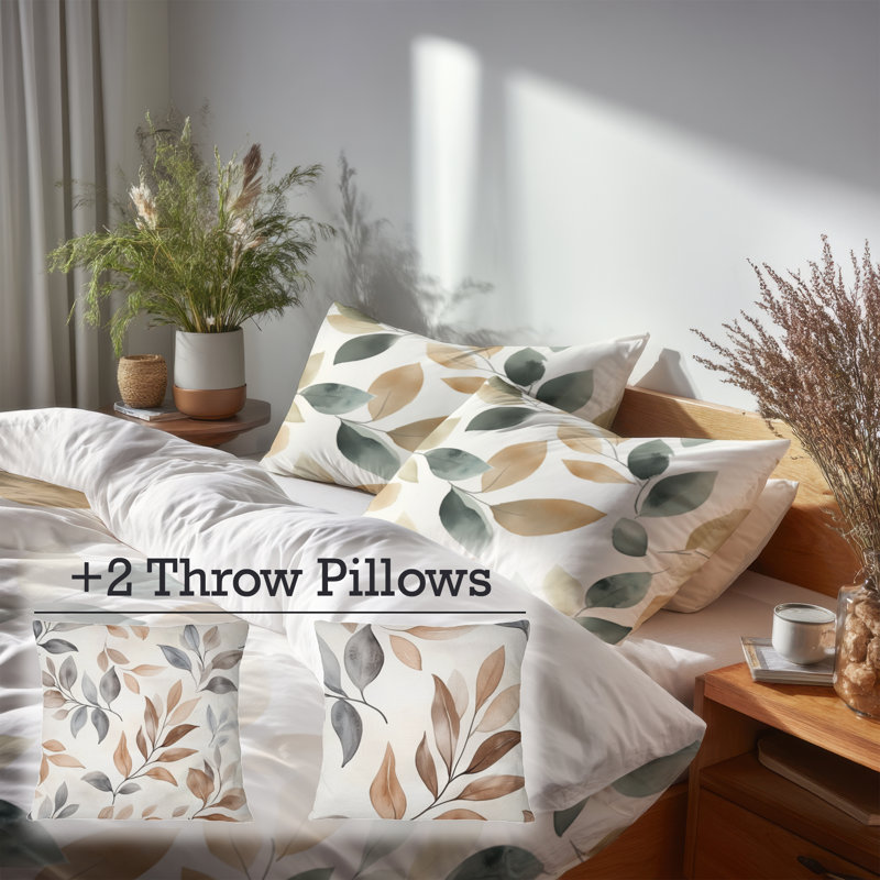 Drift Leaves Bedding, Queen Comforter + 5 Additional Pieces