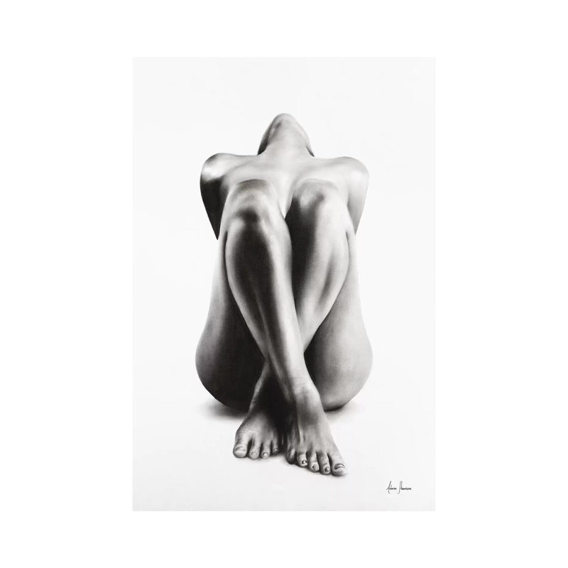 Nude Woman Charcoal Study 63 by Ashvin Harrison - Wrapped Canvas Painting, Wrapped Canvas, 20.32 cm H x 30.48 cm W