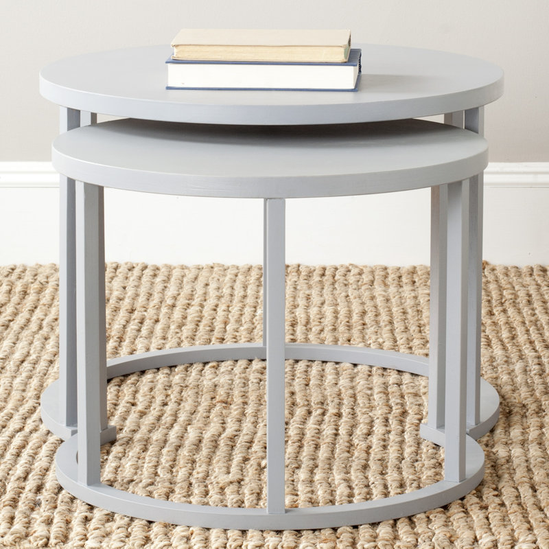 Chindler 2 Pièces Tables Gigognes, Perle Bleu Gris