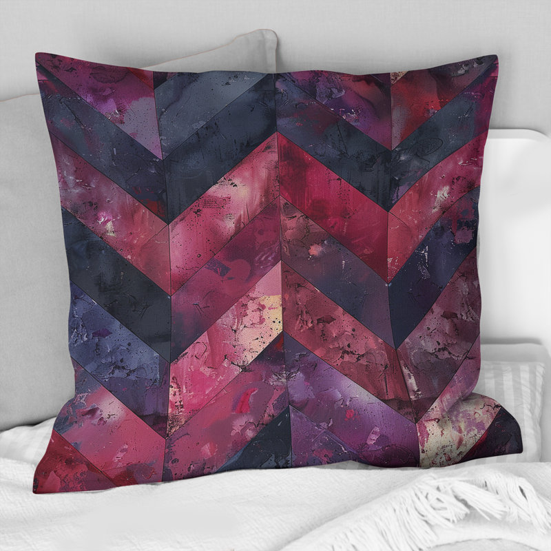 Magenta Chevron Glam III - Coussin décoratif transitionnel, H 18 po x l 18 po