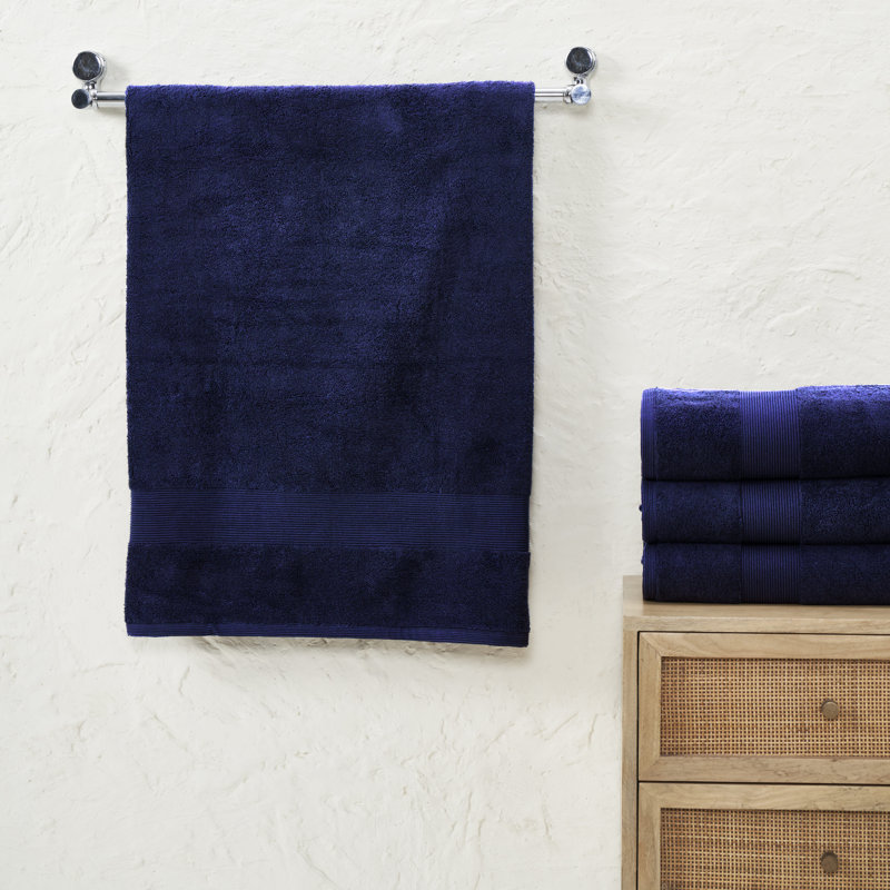 Ensemble de serviettes de bain 100% coton 4 pièces Evteka, Bleu marine, Bath Towels - 4 Pack