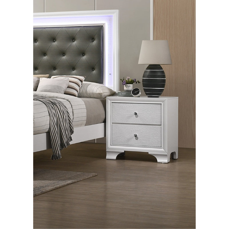 1pièce de table de chevet moderne à deux tiroirs de style Glam