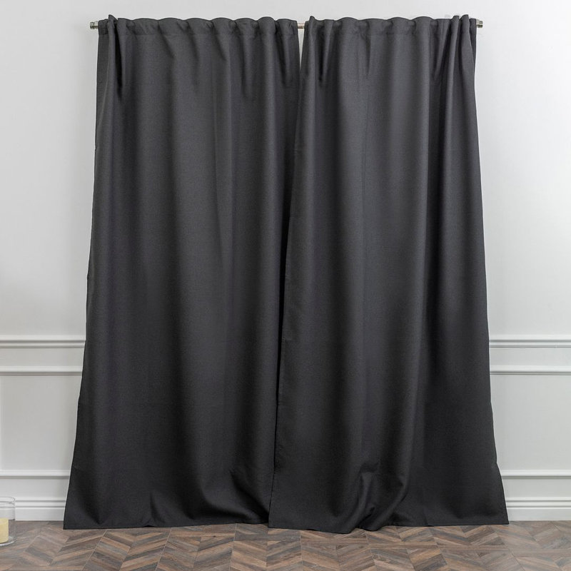 LAXTON Room Darkening Extra Long & Extra Wide Decorative Curtain, Black, 100" W x 132" L