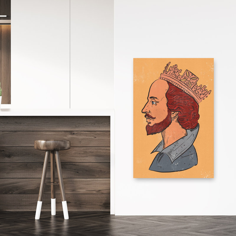 «Crowned Shakespeare Profile», art abstrait rétro, 48" H x 32" W
