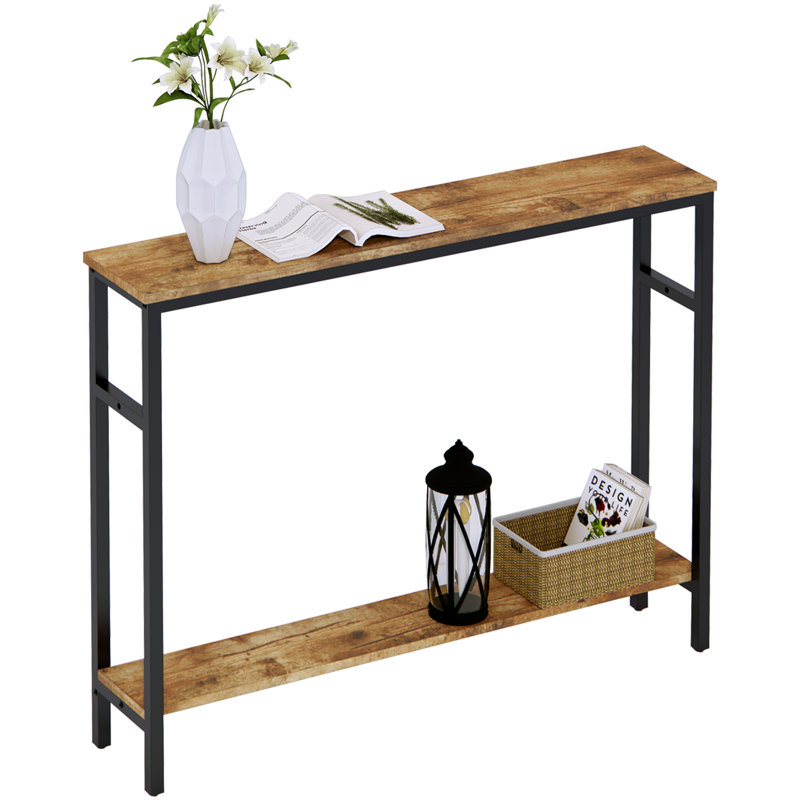 Table longue à 2 niveaux, 31.5" H x 39.4" W x 7.9" D, Brun