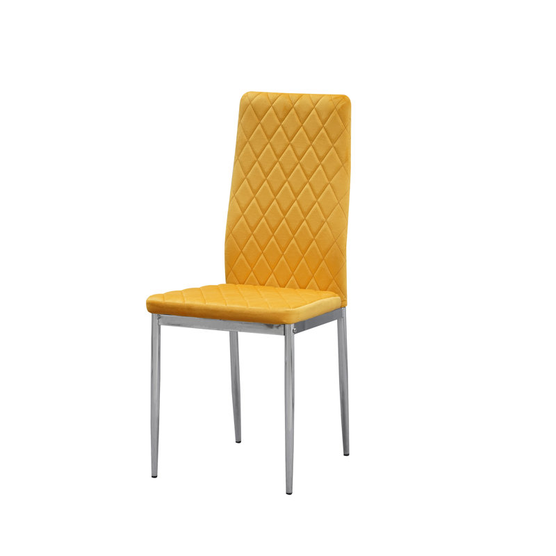 Knisely 46cm H Velvet Upholstered Side Chair, Mustard