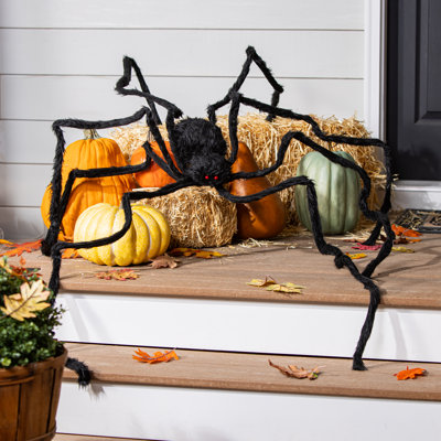 90in Fabric Black Spider With Adjustable Legs