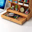 Wooden Office Desk Pen Pencil Holder Storage Organizer Tidy Shelf With Drawer