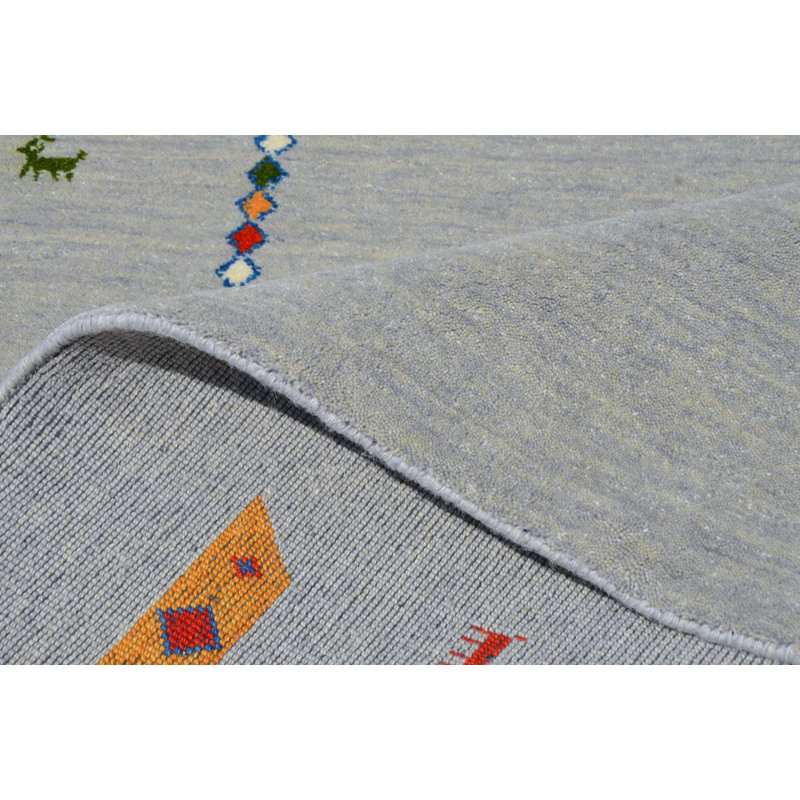 Tapis rectangulaire en laine noué à la main