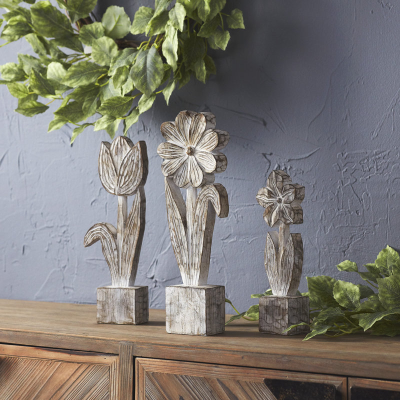 Kirree 3 Piece Potted Floral Sculpture Set