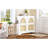 Mid-Century Narrow Design Tipping Bucket Shoe Cabinet with 4 Flip Drawers, Elegant Entryway Shoe Organizer with 4 Rattan Doors, Freestanding Shoe Rack with 2 Silvery Hooks for Hallway, White, 42.1"W-1911004729