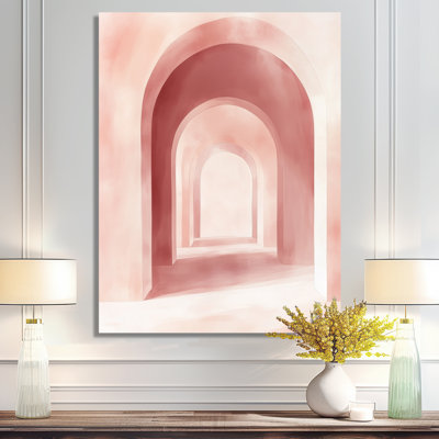 Blush Arch Glow III - Pink Geometric Wall Decor