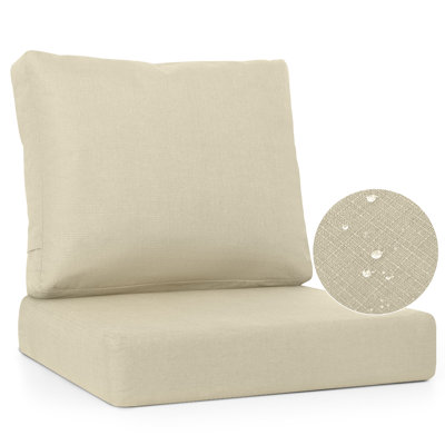 Ensemble de coussins de patio à assise profonde, coussins de meubles résistants à la pluie et à la décoloration pour canapé d'extérieur avec housse amovible en tissu de polyester et en lin, fermeture à glissière dissimulée et pattes de réglage