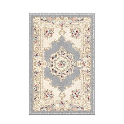 Stylish Woven Carpet, 4 x 6 Feet, 100% Polyester | Antibacterial, 3D Digital Printing, Non-Slip PVC Felt Dot Underside | Machine Washable, 0.4 in Pile Height, Perfect for Living Room & Bedroom Decor