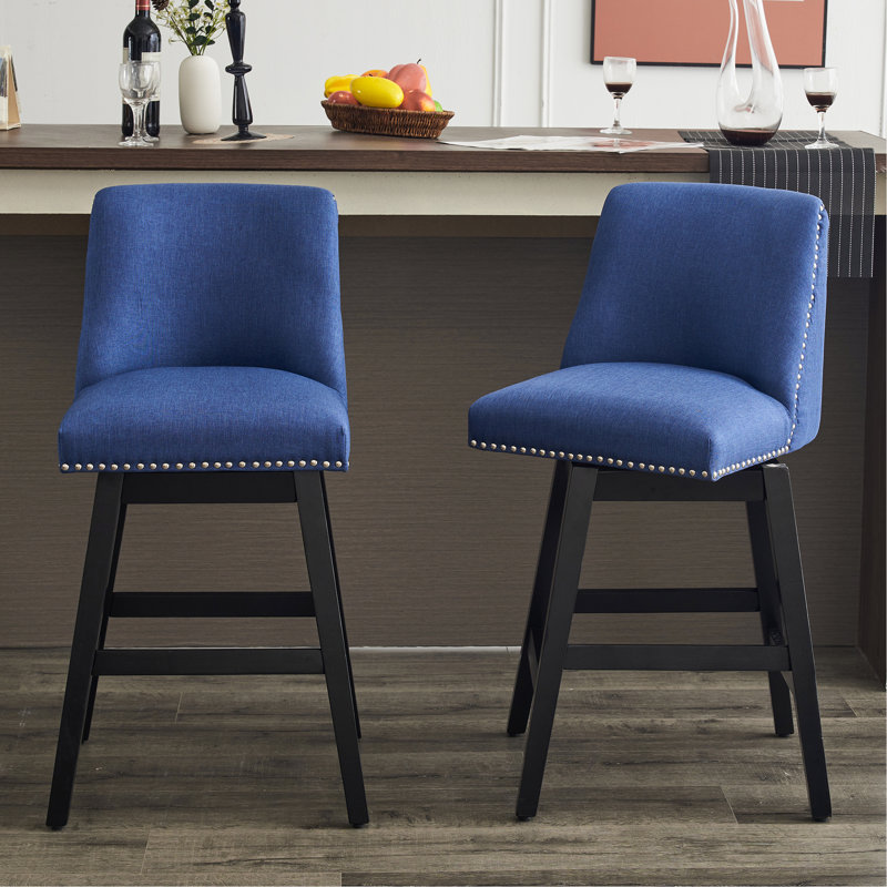 Tabouret de comptoir pivotant 26 po Keyisha, Noir, Bleu