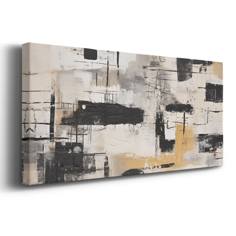 Série abstraite - CDVII - Toile tendue avec châssis - Prêt à accrocher, 12" H x 30" W