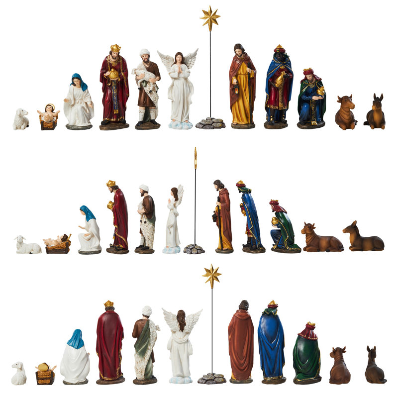 13 pièces de figurine de crèche de luxe en résine, ensemble de crèche de Noël de 7,9 po pour Noël, 7.9" H x 2.8" W x 2.2" D