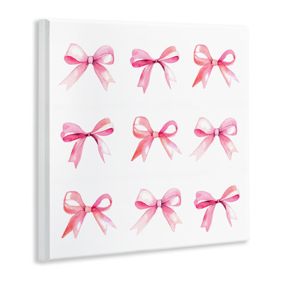 Pink Bow Pattern Wall Plaque Art by Daphne Polselli