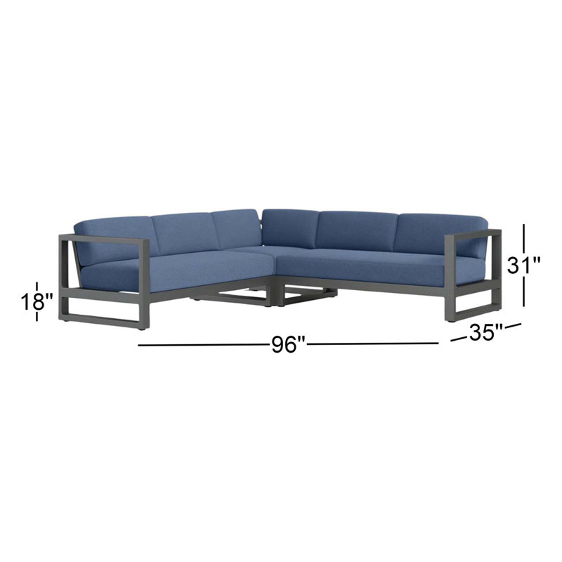 Canapé modulaire avec coussins Sunbrella Georgie, Spectre indigo Sunbrella®