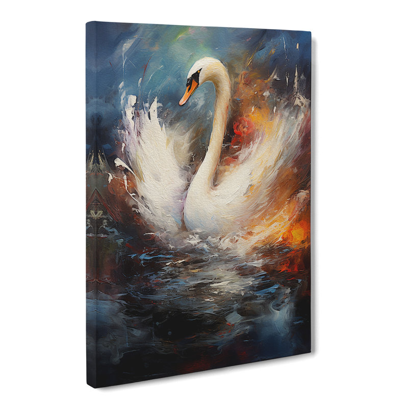 Swan Action Painting - Wrapped Canvas, 50cm H x 35cm W x 3cm D