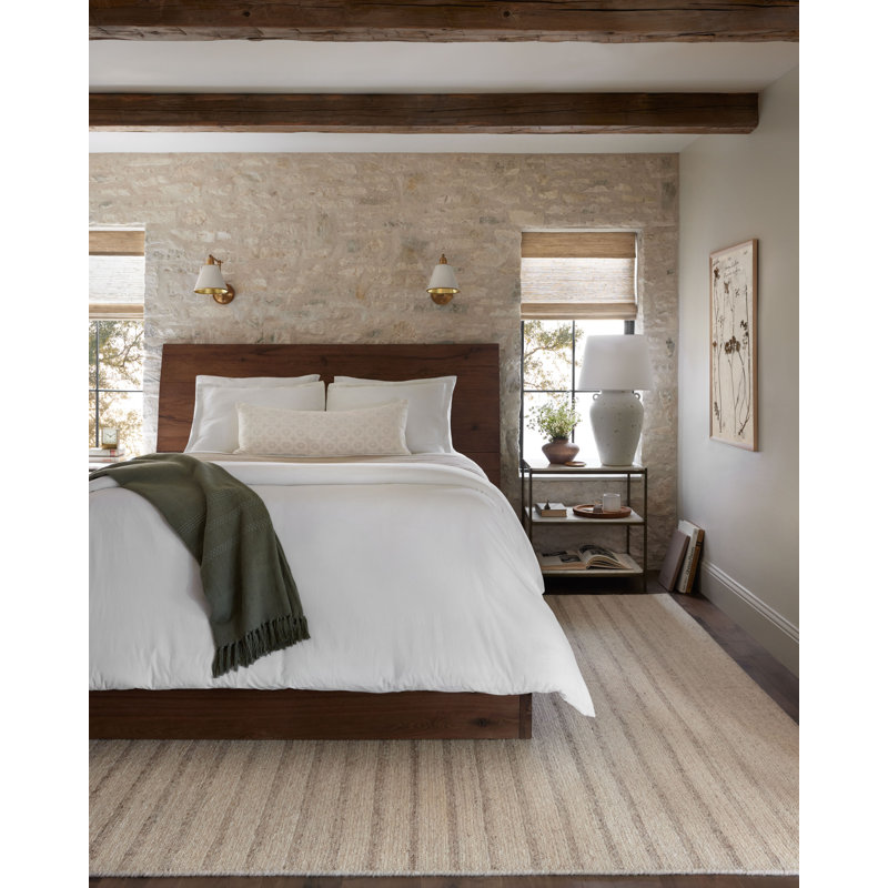 Hand-Tufted Beige Wool Rectangular Accent Rug