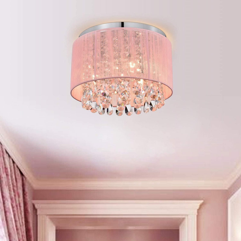 Plafonnier en cristal 3 lumières Chandelier, Rose