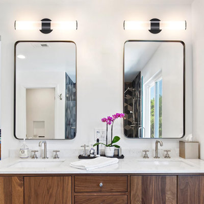 Modern Wall Sconce Light Fixture With Glass Shades, 2-Light Vanity Lighting For Bathroom, Bedroom, Living Room, And Hallway, E26 Socket Compatible
