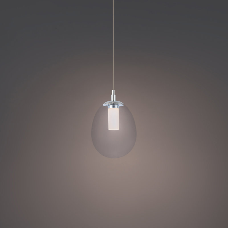 Bolla Chrome Mini Globe LED Pendant with White Opaque Glass