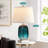 22" Modern Teal Blue Glass Table Lamp Set Of 2 With Usb A+C Ports,Bedside Lamp With Touch Control , 3-Way Dimmable Bedroom Lamps,Bulbs Included