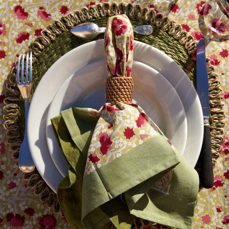 Meadows 100% Cotton Square Napkins, Red/Green