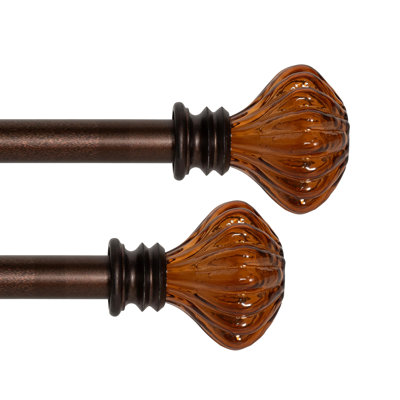Tringle à rideaux ajustable robuste, tringle à rideaux avec embouts de porte française à porte française, paquet de 2 (brun)