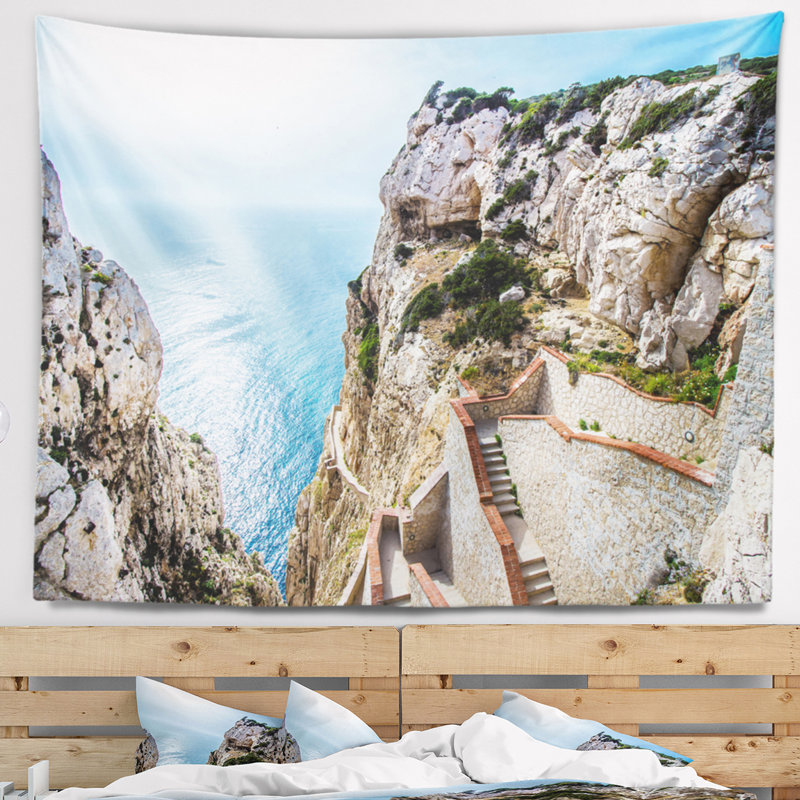 Tapisserie «Seascape Stairway to Neptune S Grotto», H 78 po x l 92 po