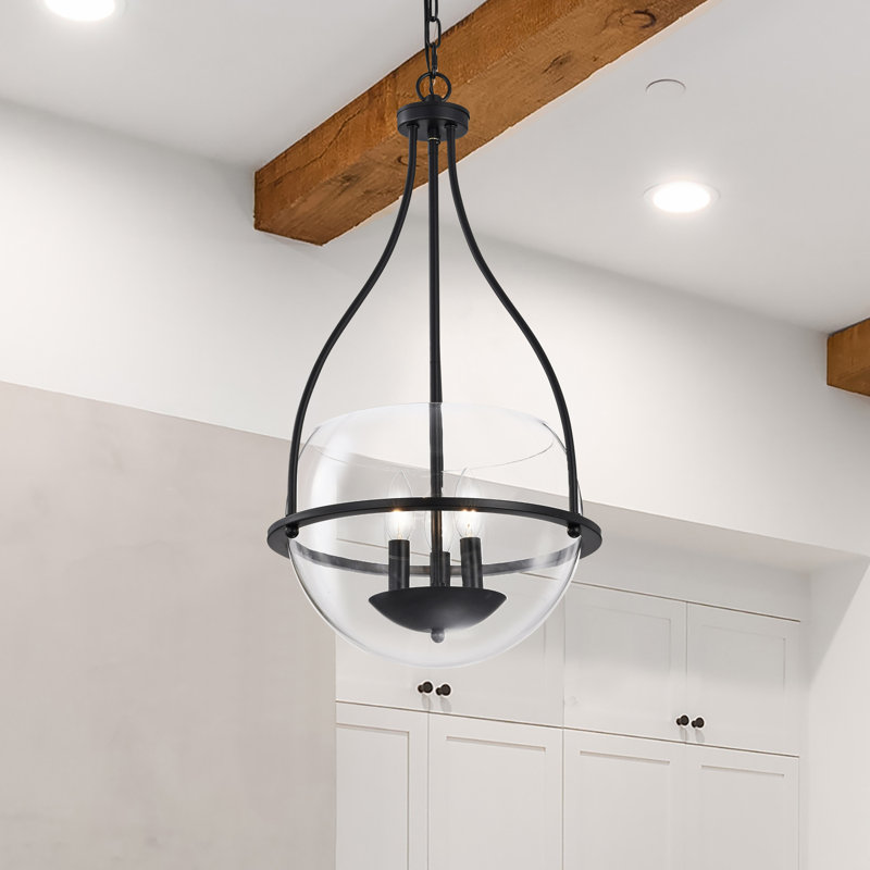 Luminaire suspendu bol 3 lumières Wewoka, Noir mat