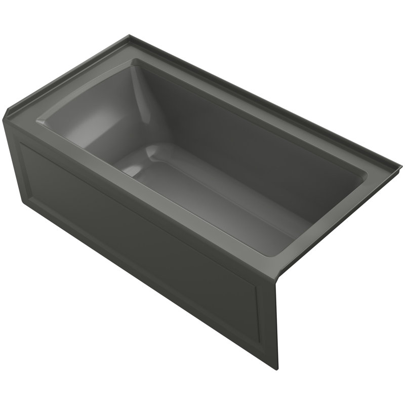 Archer 60" x 30" Acrylic Alcove Soaking Bathtub with Comfort Depth, Thunder Gray, Right