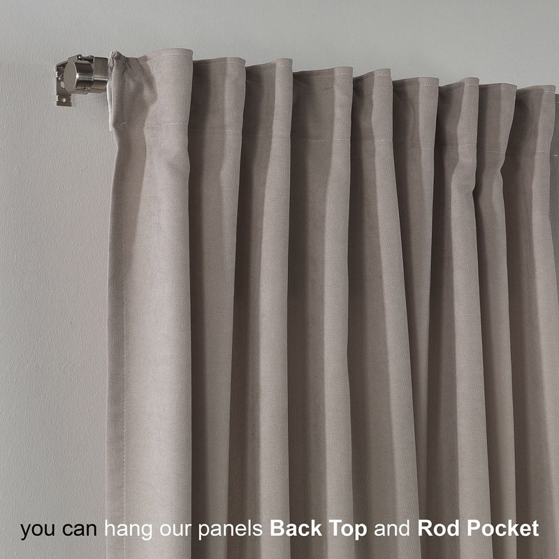 Lined Blackout Extra Long & Extra Wide Custom Made Decorative Single Panel, 52" W x 156" L, Light Stone