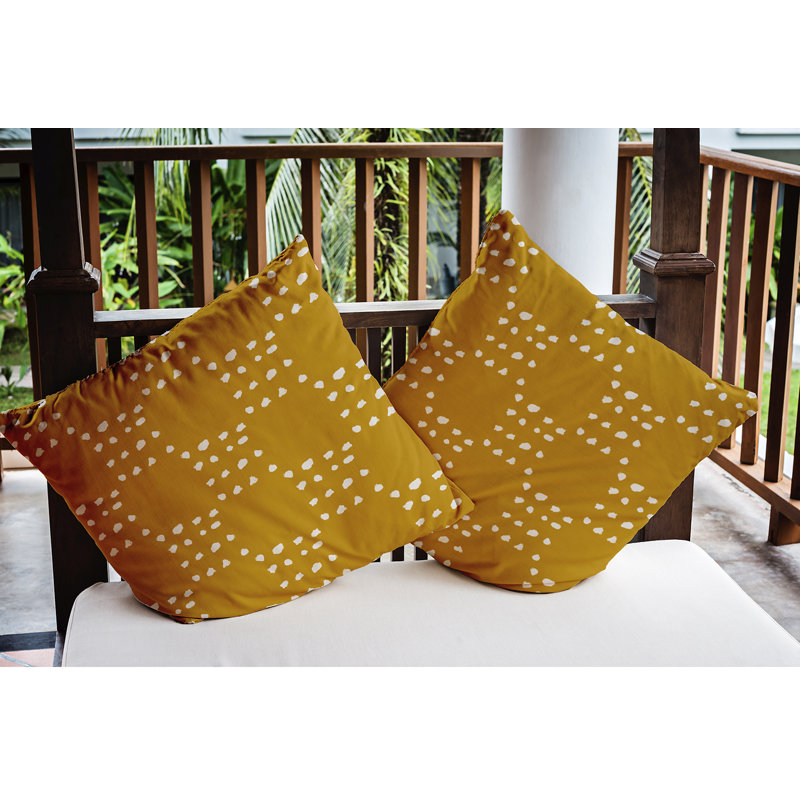 Coussin décoratif intérieur / extérieur Stitched Dots, 20 po x 20 po, Or automne