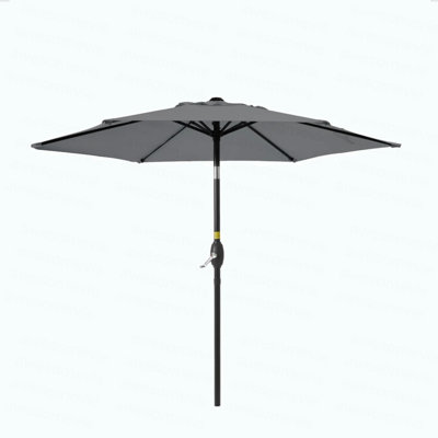 7.5 Feet Gray Market Umbrella With Crank Lift & Tilt. UV-Resistant Canopy For Pool, Backyard & Patio (Without Base)