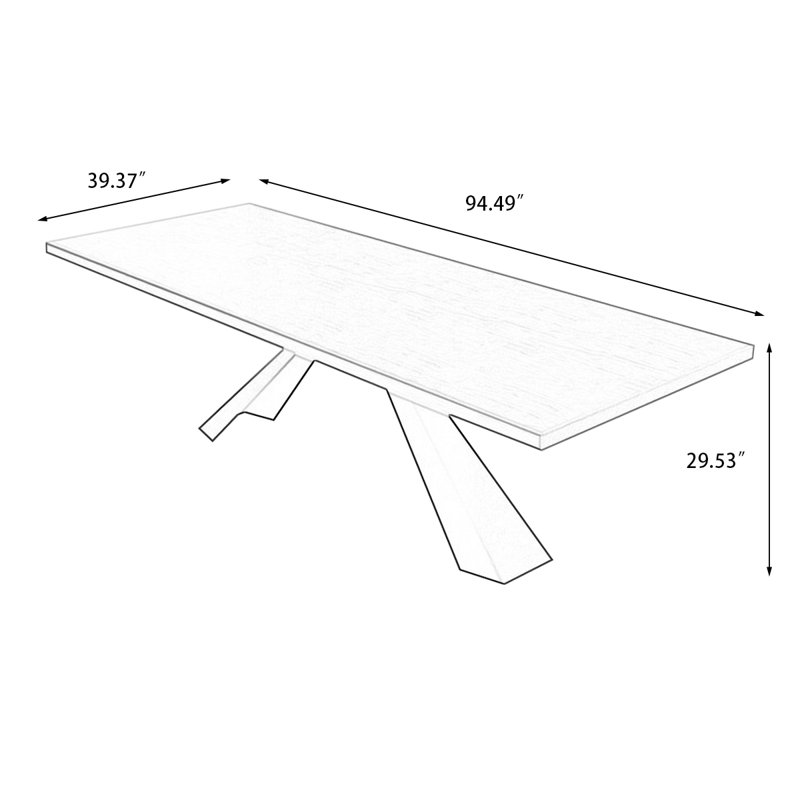 Brown Rectangular Solid Wood Dining Table, 29.53"H x 94.49"L x 39.37"W