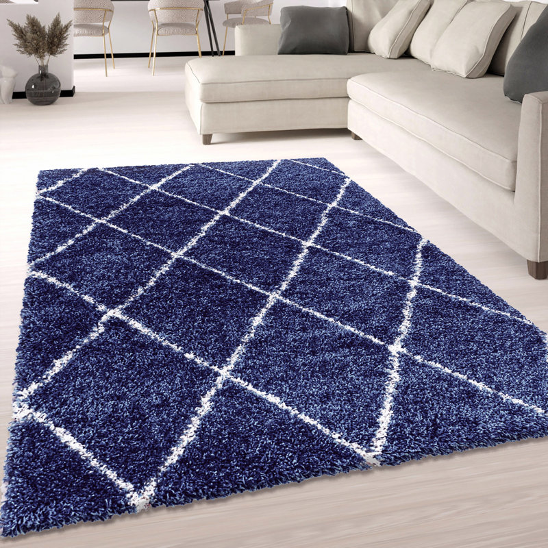 Curteria Geometric Shag Area Rug, Rectangle 60 x 110cm