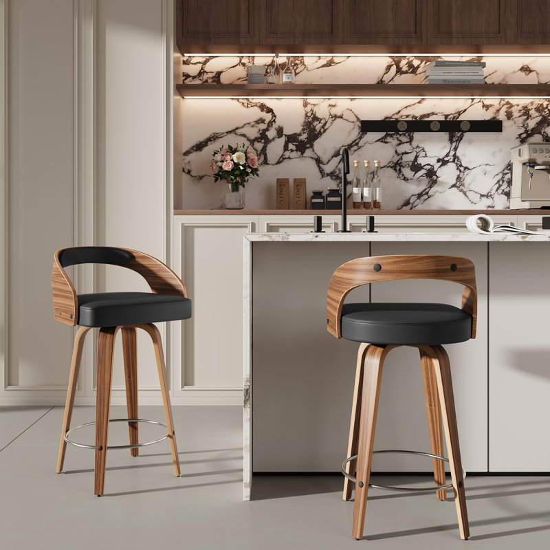 Tabouret de comptoir pivotant 26 po, Noir