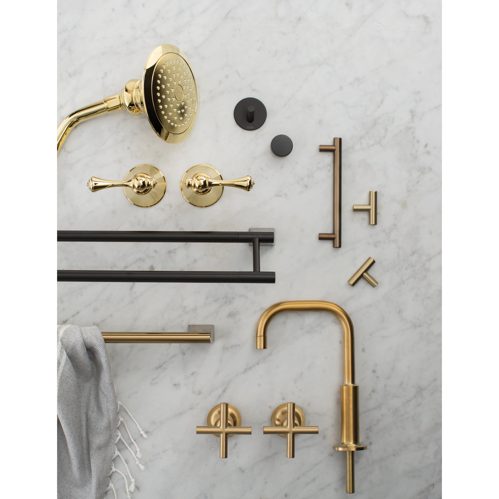 Purist High-Arc Cross-Handle Widespread Faucet, Vibrant Modern Brushed Gold