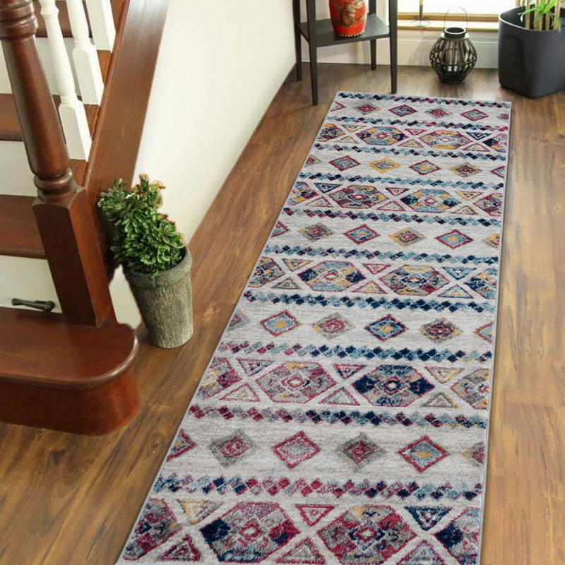 Tapis de couloir géométrique 10 pi Ivory
