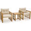 Antoan 2 - Person Acacia Solid Wood Patio Dining Set Square Table with Cushions Included