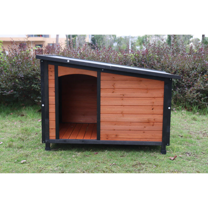 Grande niche pour chien - 46 po en bois avec toit et base surélevée pour l'intérieur et l'extérieur