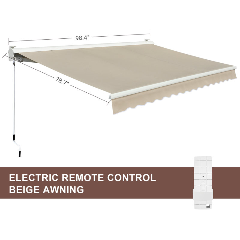 Auvent de patio rétractable motorisé l 96,45 po x P 78,7 po, Beige