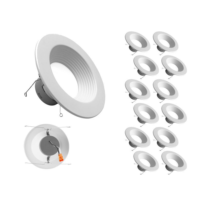 DLR56(V6) 5/6-Inch White 1200 Lumen 3000K Recessed LED Downlight With Baffle (12 Pack)