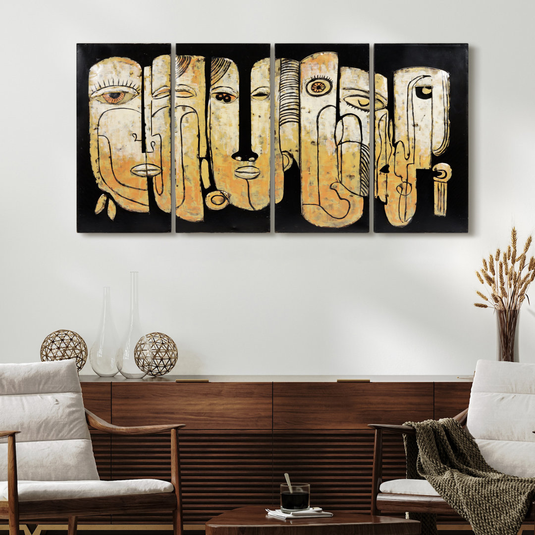 " Totem Poles " by Primo 4 - Pieces Painting Print (Set of 4) World Menagerie