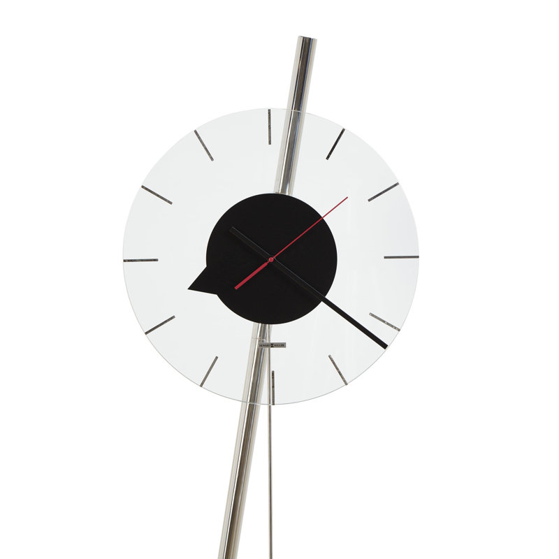 Horloge grand-père Z Z, acier inoxydable poli, cadran en verre flottant, lumière DEL à commande tactile