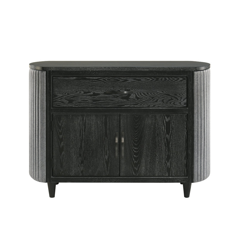Buffet console Sevy avec tissu rétro, noir et gris, 52 pouces