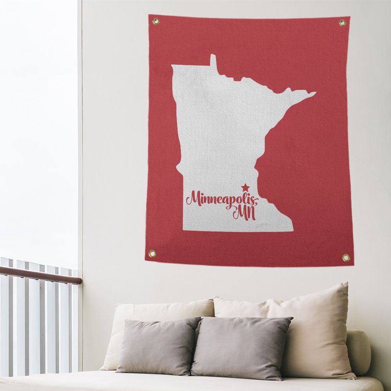 Tapisserie murale minneapolis sports, H 36 po x l 26 po, Rouge